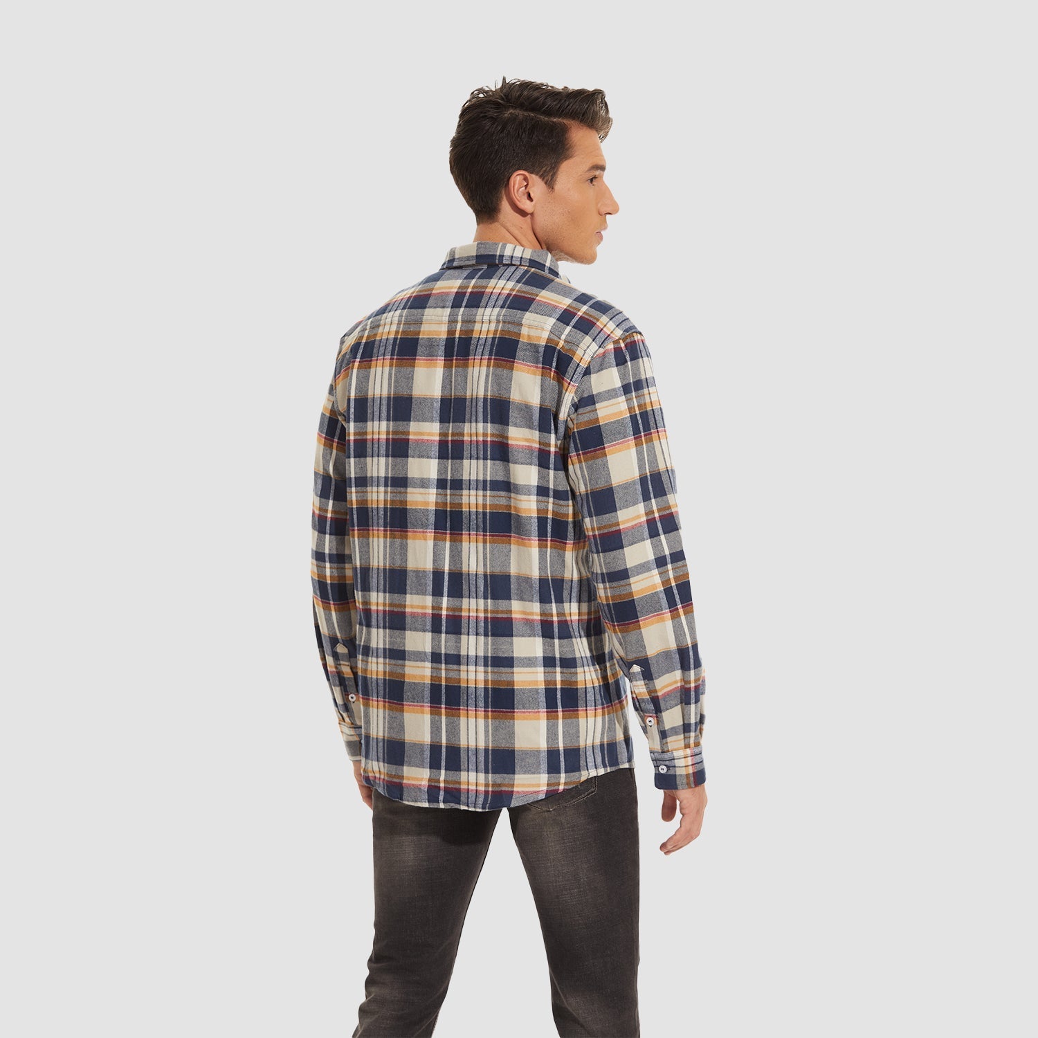 Herren - Langarmhemd - Baumwolle - Karierter Flanell im Casual Style - Bequem und Trendy