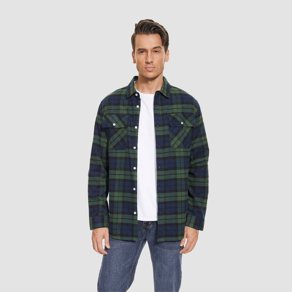Herren - Langarmhemd - Baumwolle - Karierter Flanell im Casual Style - Bequem und Trendy