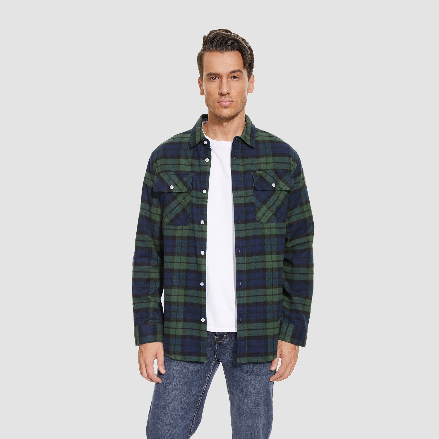 Herren - Langarmhemd - Baumwolle - Karierter Flanell im Casual Style - Bequem und Trendy