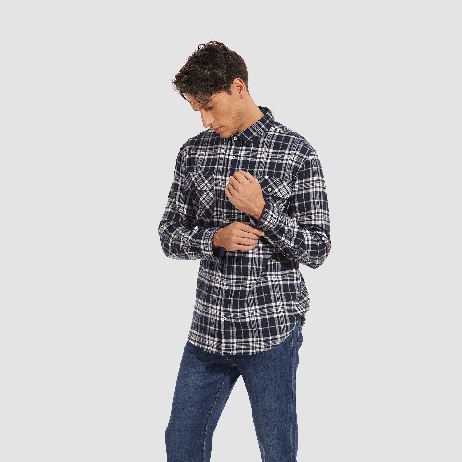 Herren - Langarmhemd - Baumwolle - Karierter Flanell im Casual Style - Bequem und Trendy