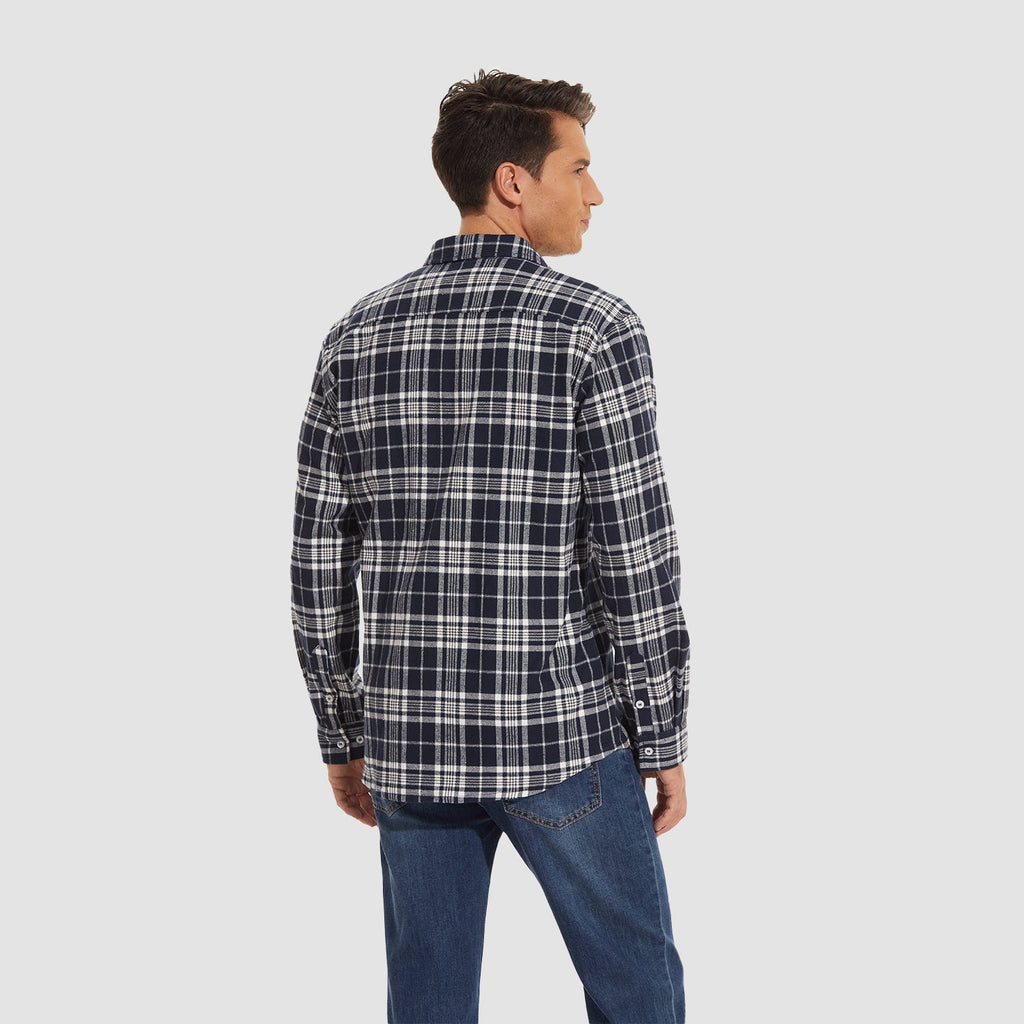 Herren - Langarmhemd - Baumwolle - Karierter Flanell im Casual Style - Bequem und Trendy