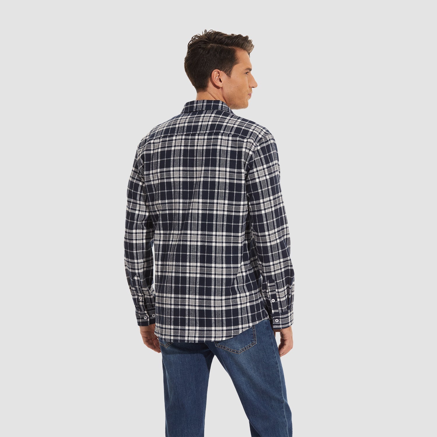 Herren - Langarmhemd - Baumwolle - Karierter Flanell im Casual Style - Bequem und Trendy