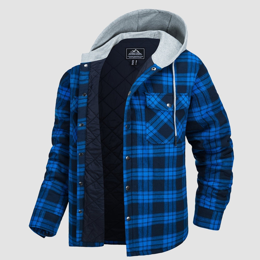 Herren - Gesteppte Flanelljacke mit Kapuze - Baumwolle - Warmes Design für Casual Outerwear