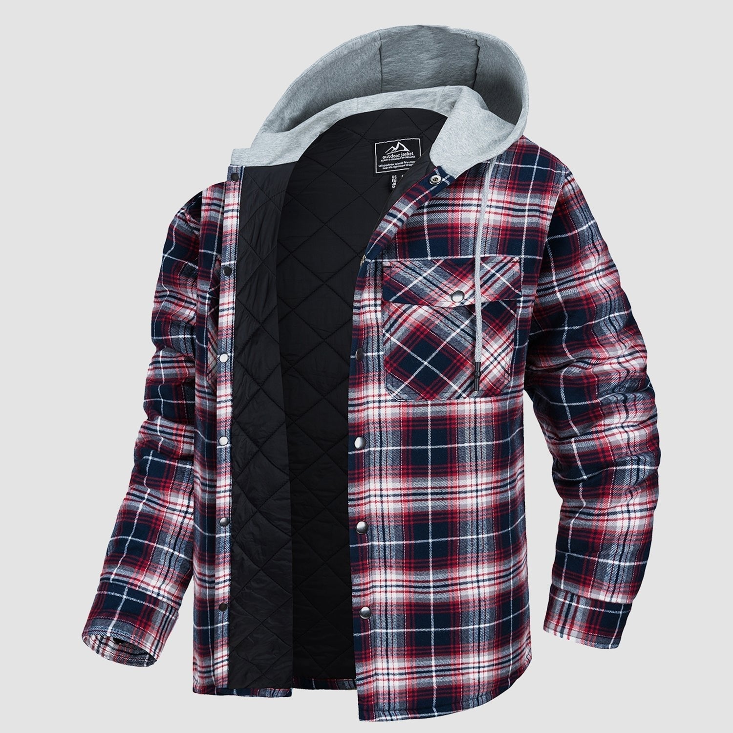 Herren - Gesteppte Flanelljacke mit Kapuze - Baumwolle - Warmes Design für Casual Outerwear