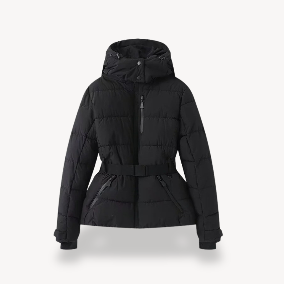 Damen - Pufferjacke mit Gürtel - Polyester - Kapuze - Vielseitige Oberbekleidung für jeden Anlass
