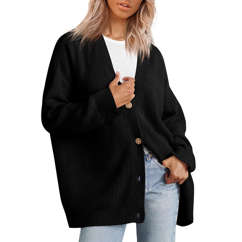 Damen - Strickjacke - Gestreiftes Strickdesign - Übergroße - Lässige Schicht für den täglichen Komfort