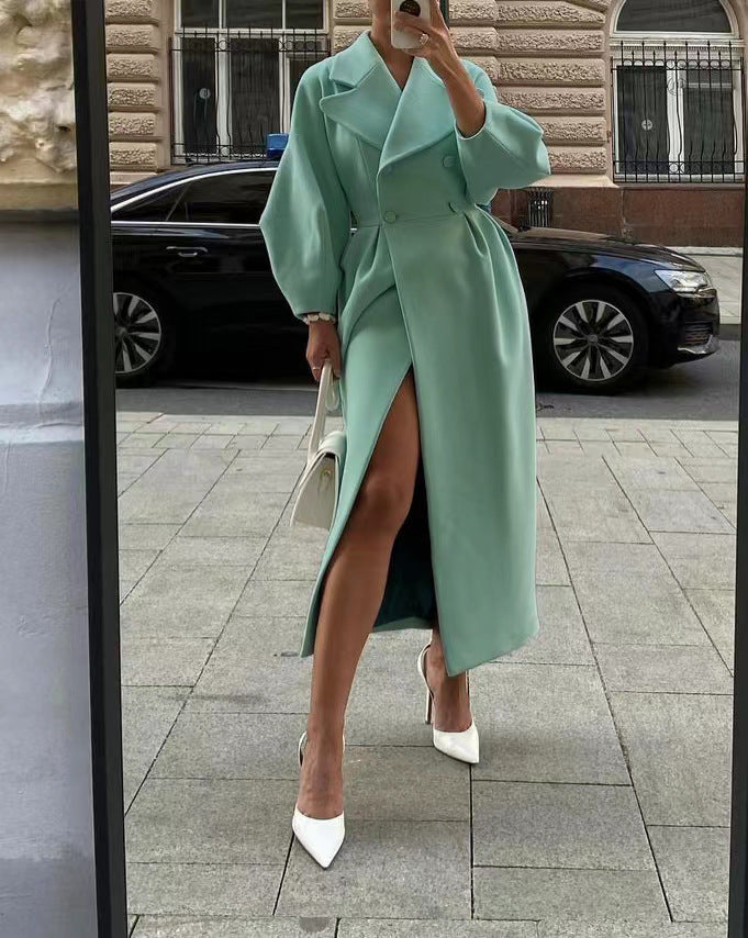 Damen - Eleganter Trenchcoat - Langer Schnitt - Stilvollem Reverskragen - Ideal für jede Jahreszeit