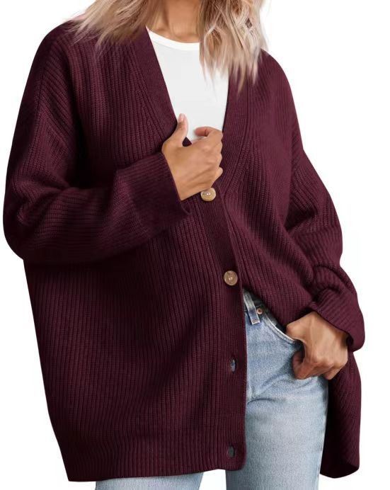 Damen - Strickjacke - Gestreiftes Strickdesign - Übergroße - Lässige Schicht für den täglichen Komfort