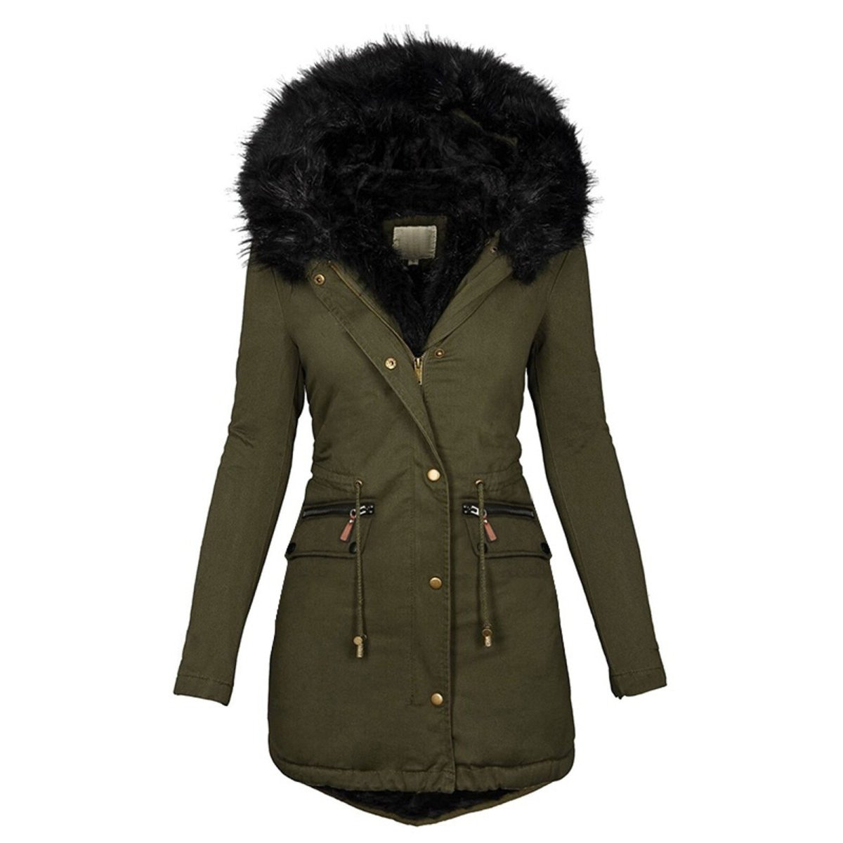 Damen - Langer Parka Mantel - Kunstfellkapuze - Kuscheligem Futter - Stilvoller Winterlook
