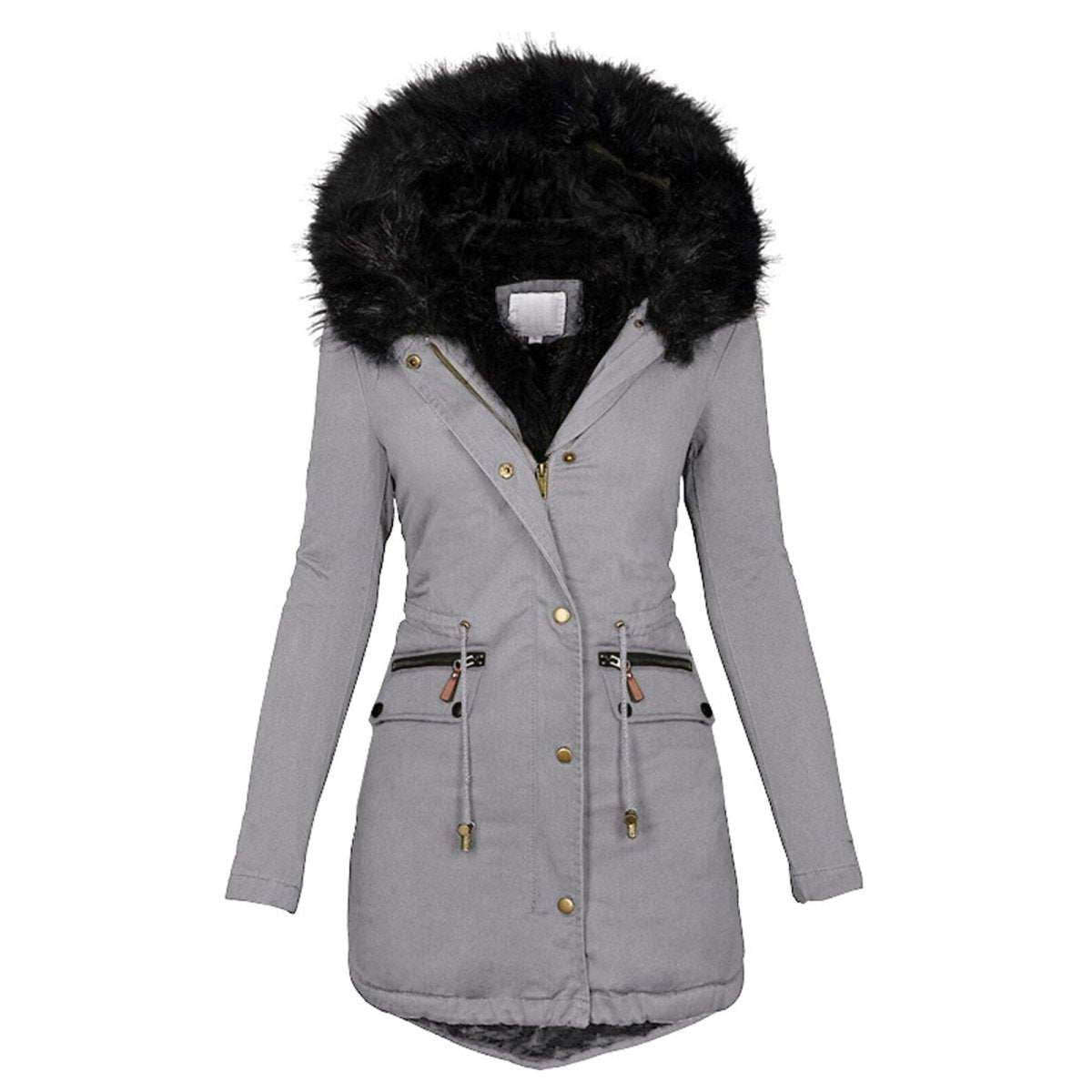 Damen - Langer Parka Mantel - Kunstfellkapuze - Kuscheligem Futter - Stilvoller Winterlook