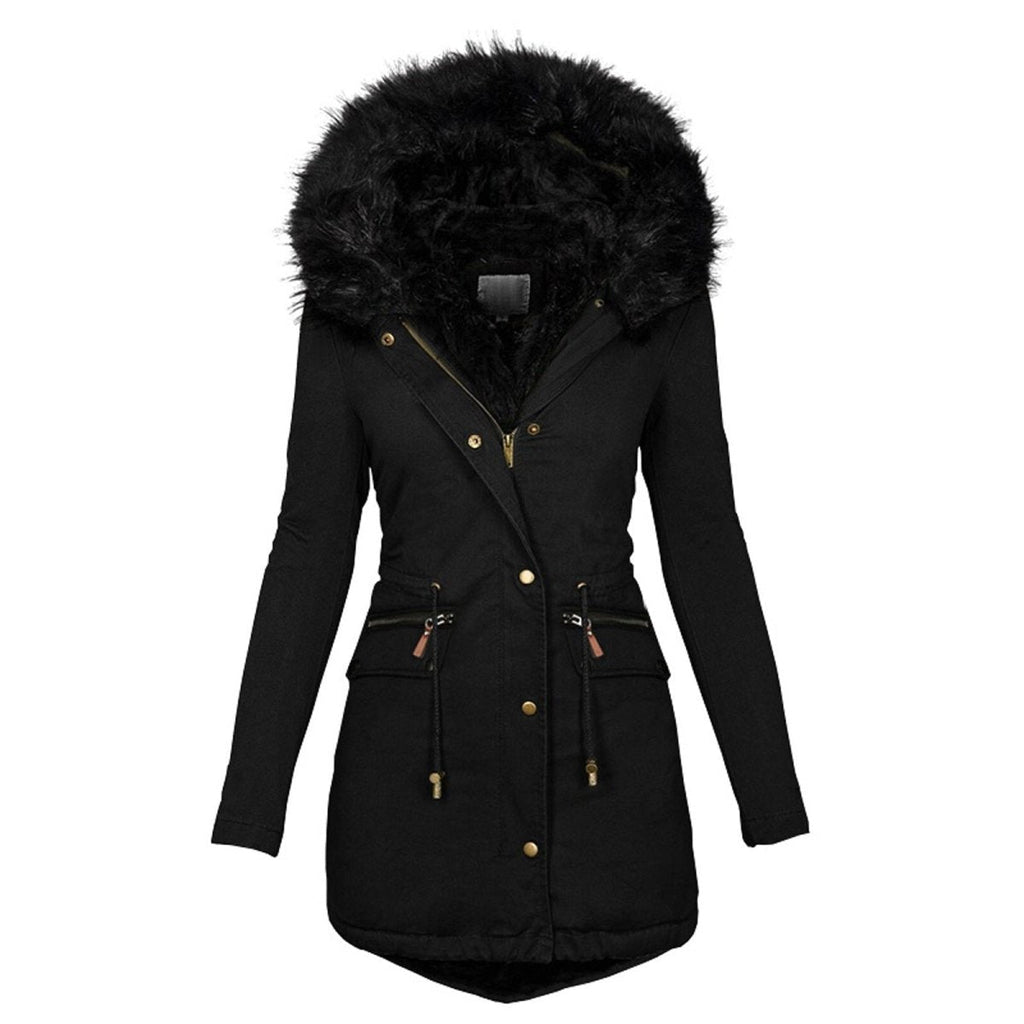 Damen - Langer Parka Mantel - Kunstfellkapuze - Kuscheligem Futter - Stilvoller Winterlook
