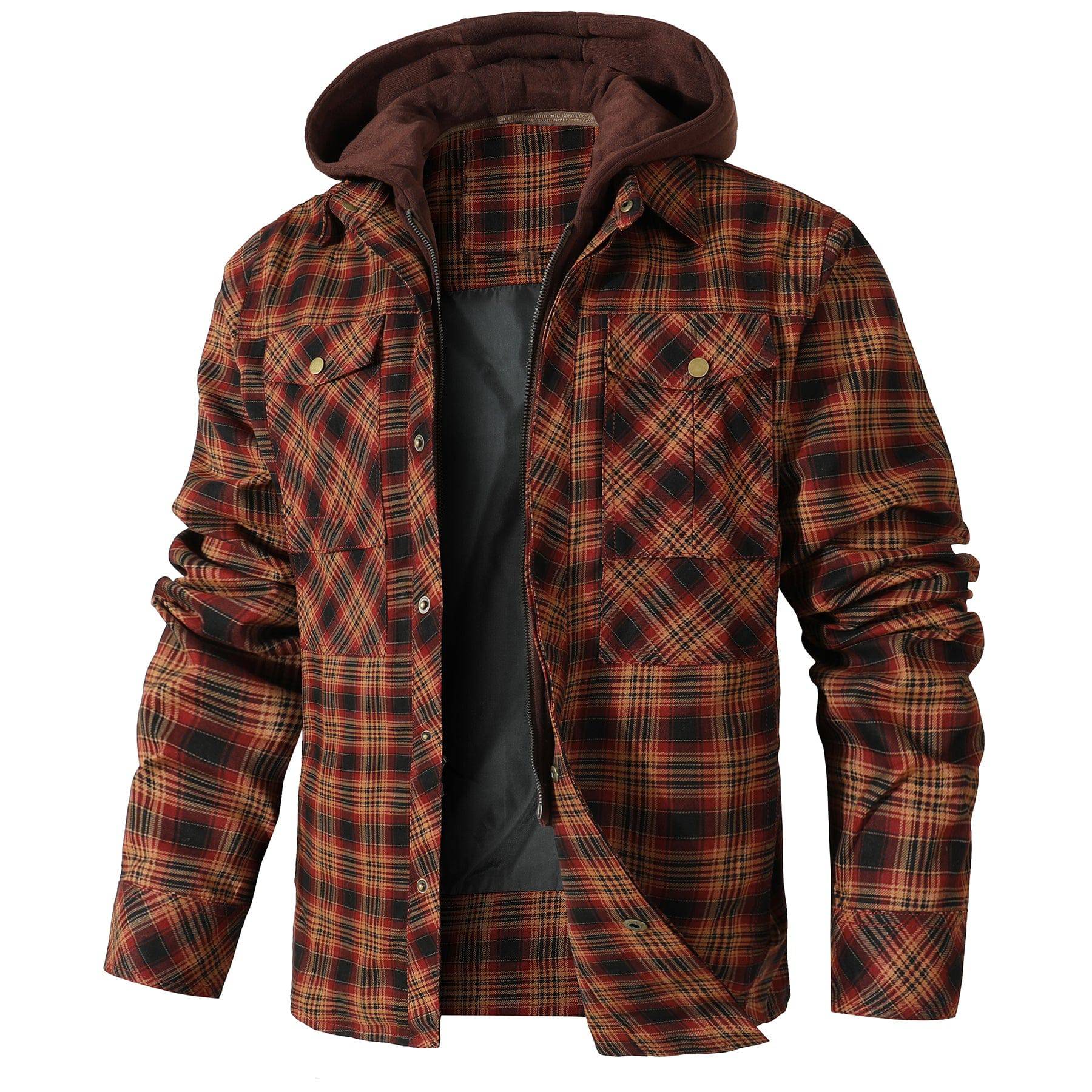 Herren - Flanelljacke mit Kapuze - Kuschelige Baumwollmischung - Ideal für Outdoor-Abenteuer