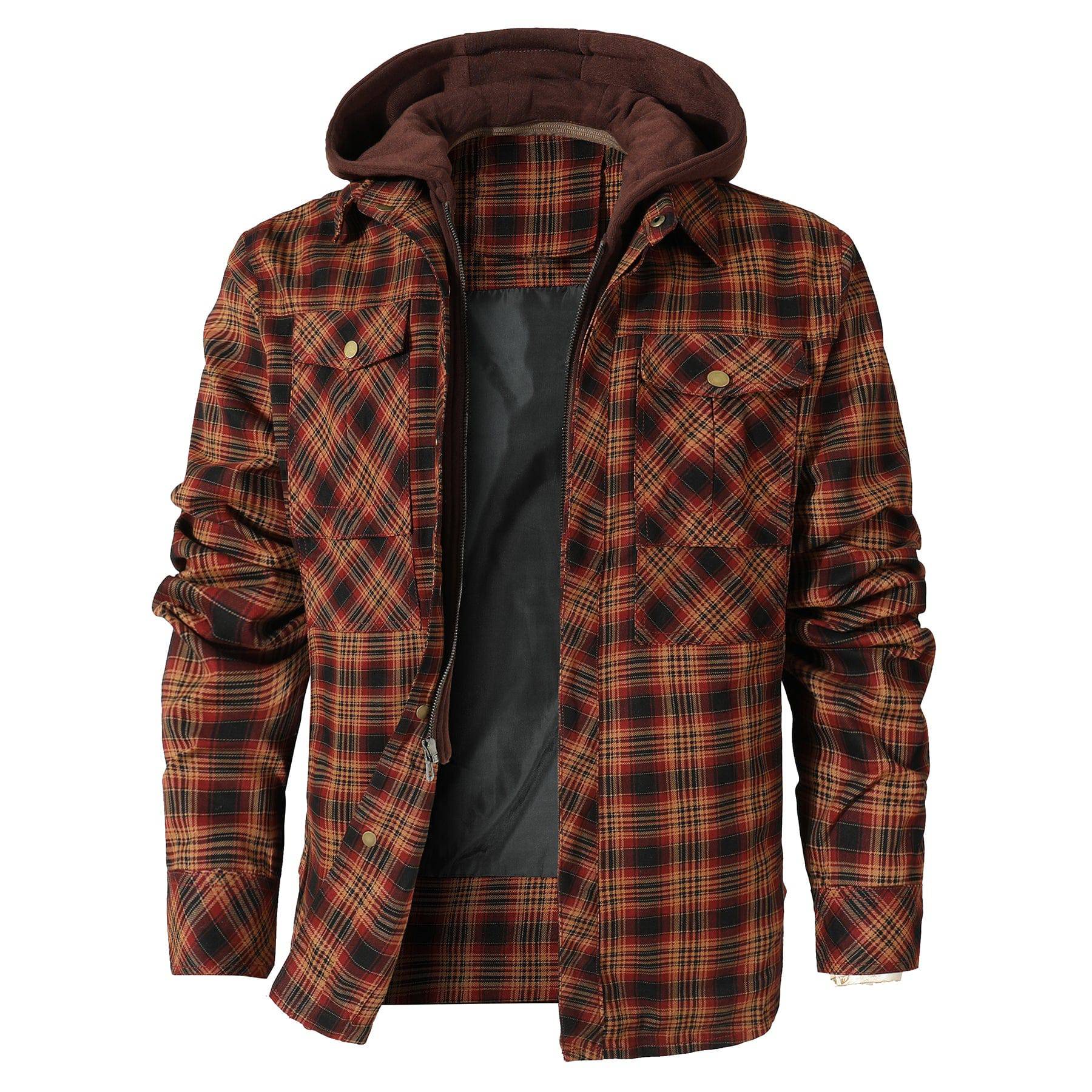 Herren - Flanelljacke mit Kapuze - Kuschelige Baumwollmischung - Ideal für Outdoor-Abenteuer