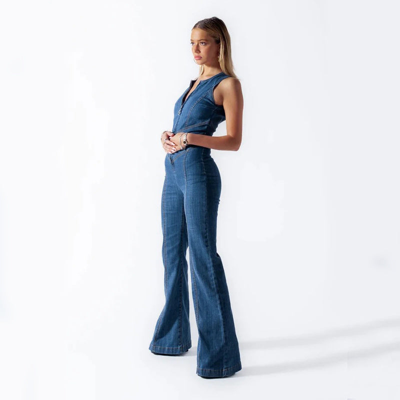 Damen - Denim-Overall - Herz-Rücken-Design - Stilvoller und Bequemer Overall für Jeden Anlass