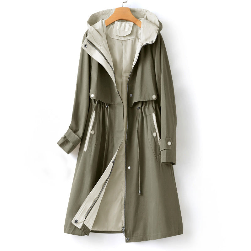 Damen - Trenchcoat mit Kapuze - Wasserabweisendem Material - Warme Winterjacke für Outdoor-Aktivitäten