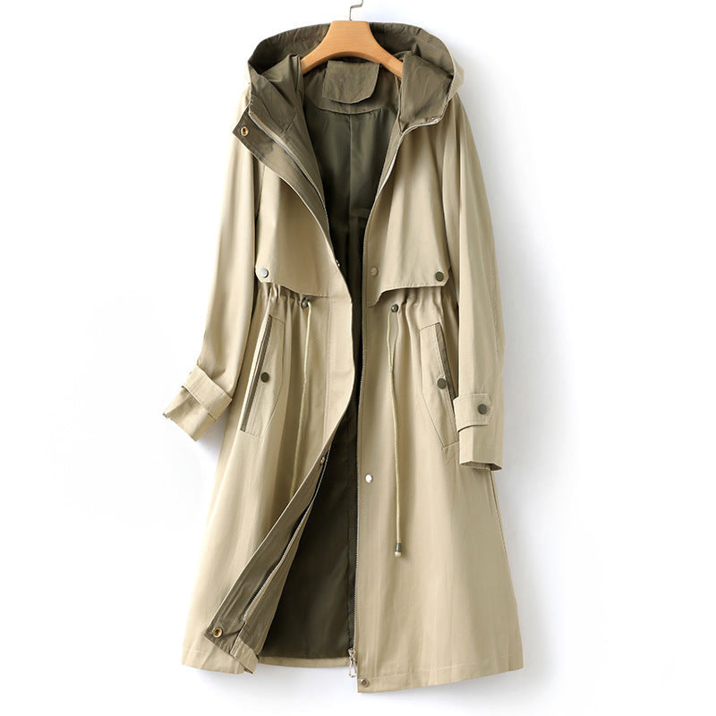 Damen - Trenchcoat mit Kapuze - Wasserabweisendem Material - Warme Winterjacke für Outdoor-Aktivitäten