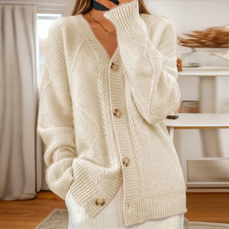 Damen - Luxe Strickjacke - Weiches, kuscheliges Material - Ideal für Lagenlook & Komfort