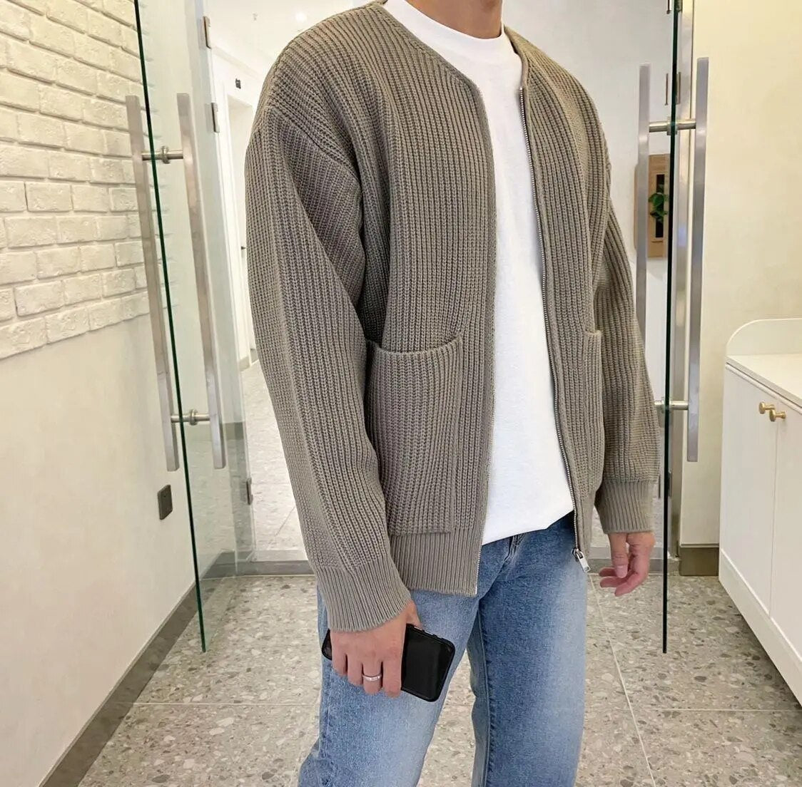 Herren - Strickjacke mit Reißverschluss - Kuscheliger Strickstil - Ideale Übergangsjacke für jeden Anlass