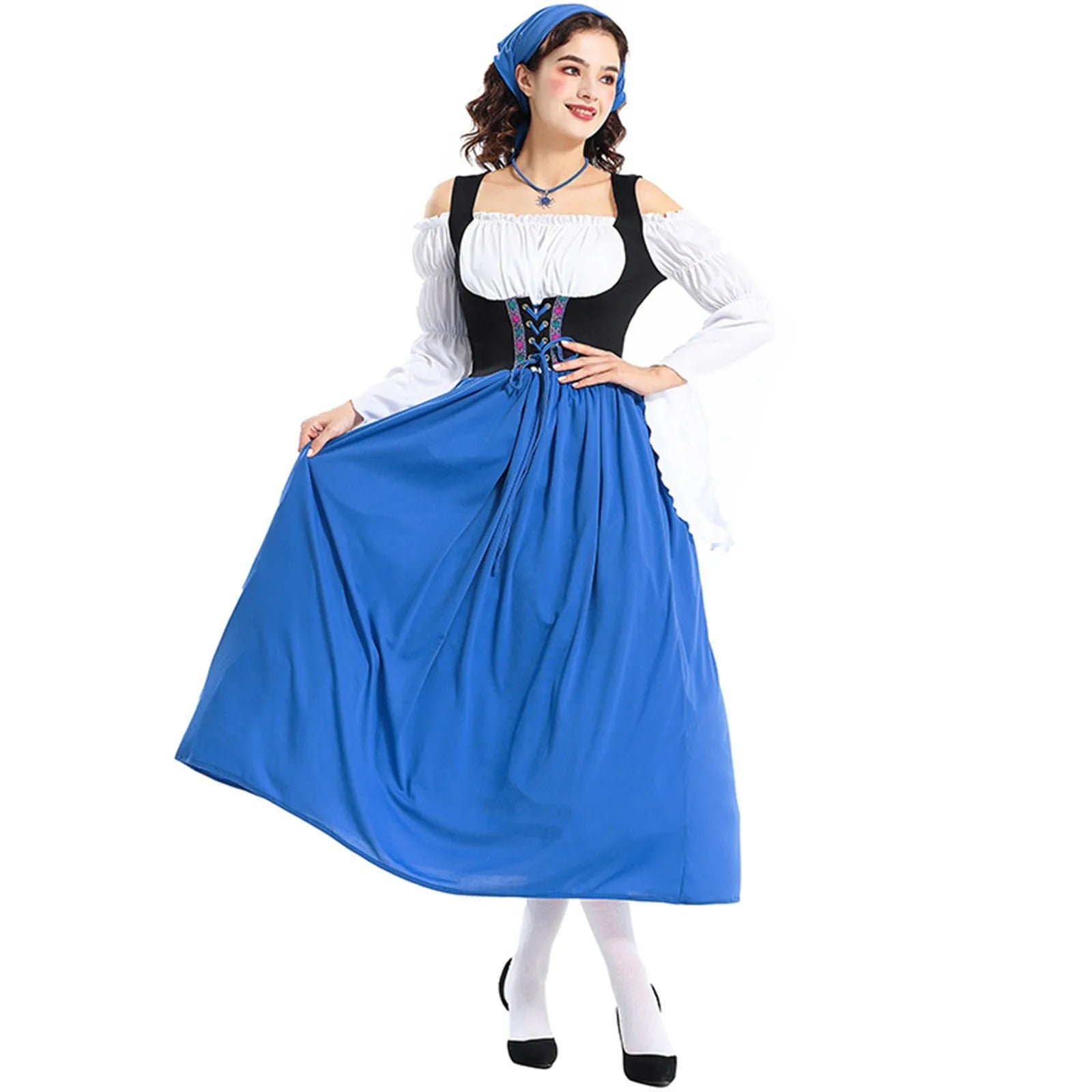 Damen Lange Oktoberfest Dirndl Kleid