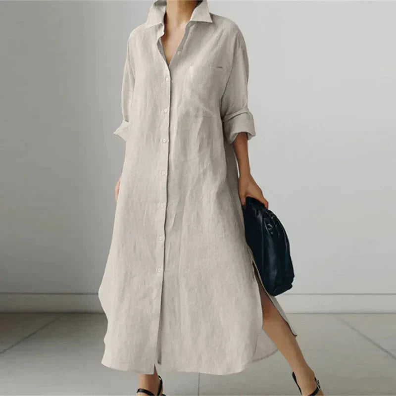 Damen - Hemdkleid - Knopfleiste und Schlitz - Elegante Passform für jeden Anlass
