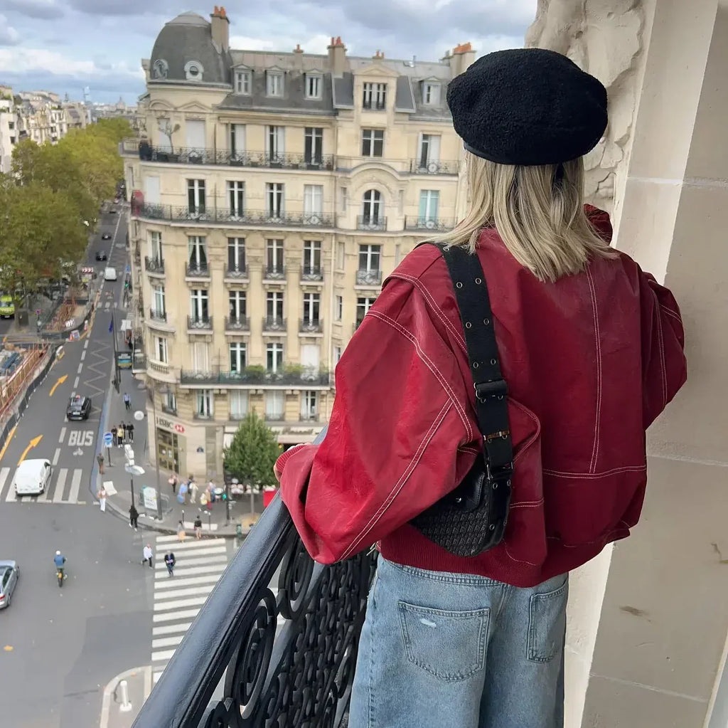 Evelynn | Übergroße lederbomberjacke