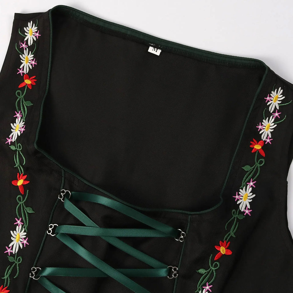 Damen Traditionell Grün und Schwarz Oktoberfest Dirndl Kleid