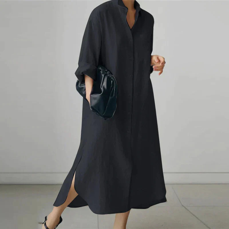 Damen - Hemdkleid - Knopfleiste und Schlitz - Elegante Passform für jeden Anlass