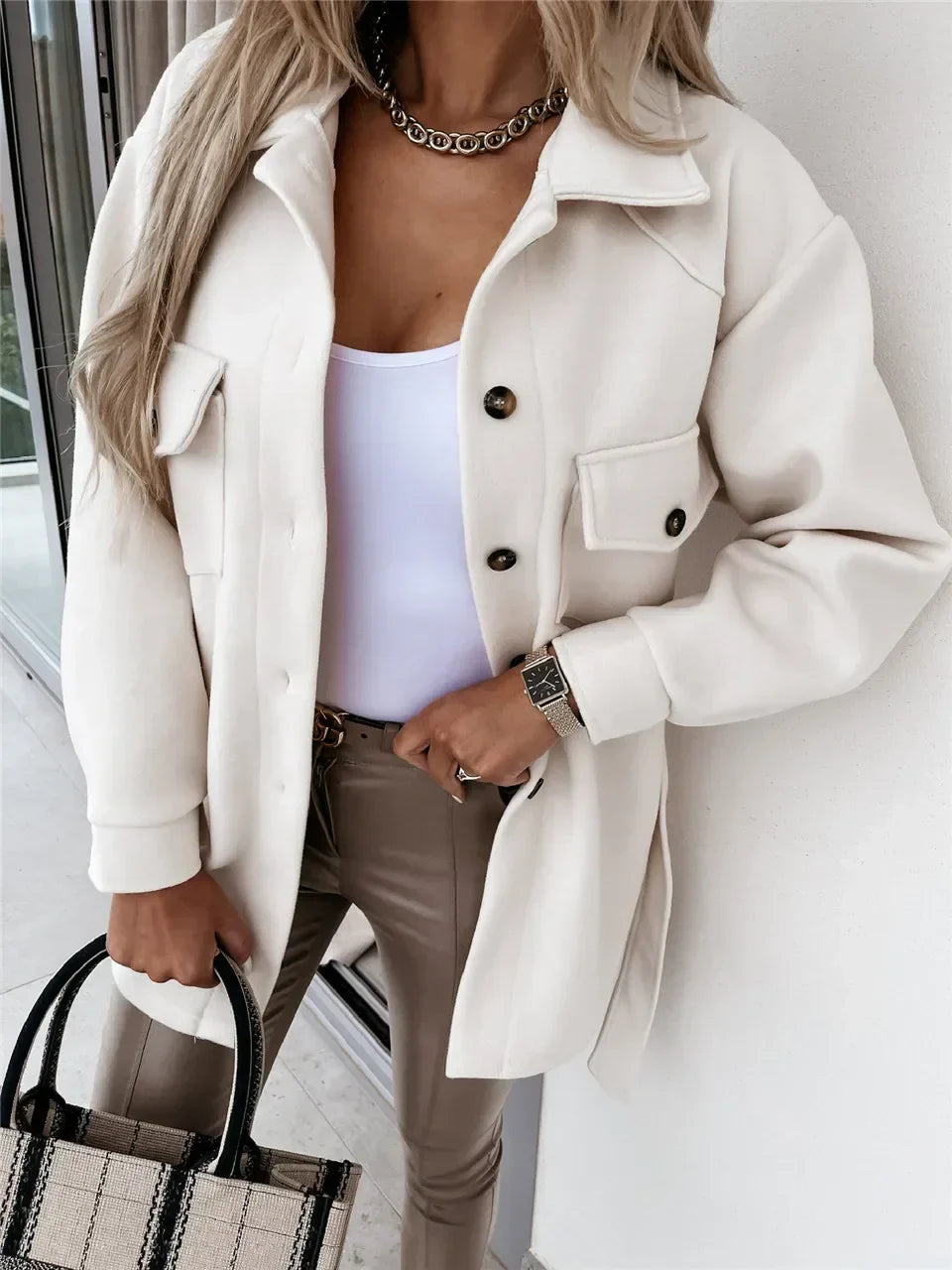 Damen - Elegante Jacke - Hochwertigem Gewebe - Stilvolle und Vielseitige Oberbekleidung für jeden Anlass