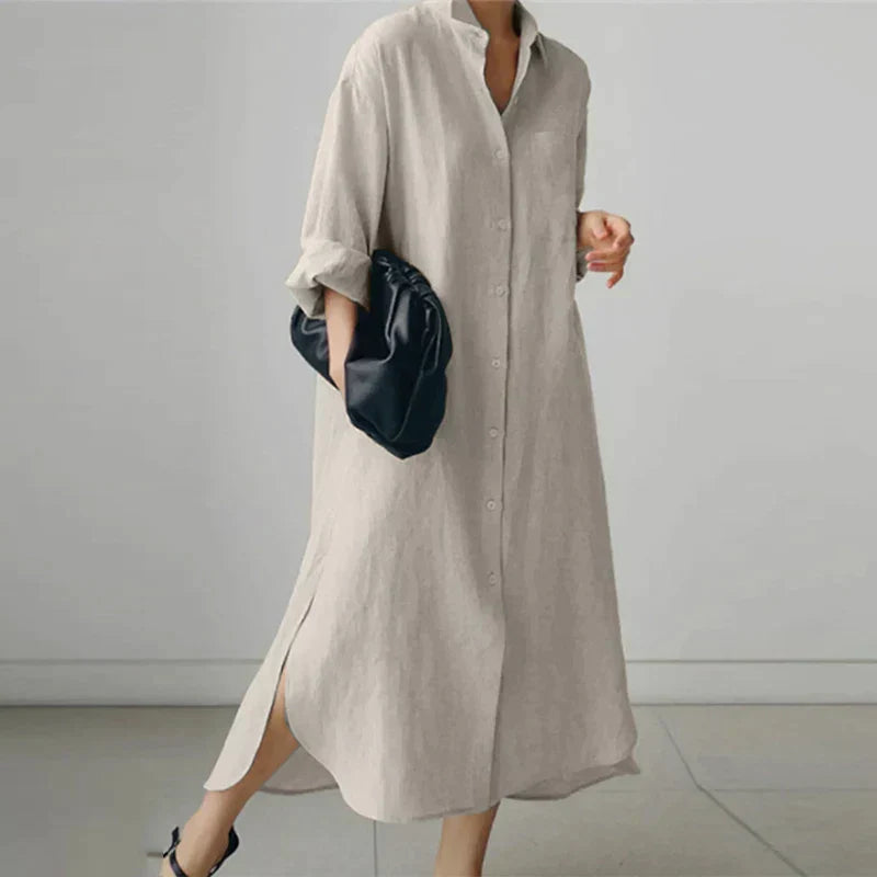 Damen - Hemdkleid - Knopfleiste und Schlitz - Elegante Passform für jeden Anlass