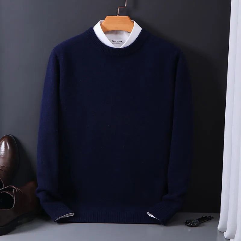 Herren - Klassischer Rundhals-Pullover - Hochwertige Baumwolle - Bequeme Passform für jeden Anlass