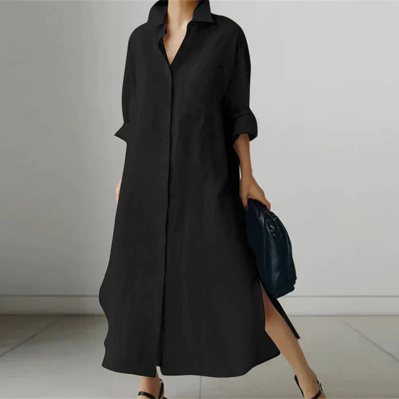 Damen - Hemdkleid - Knopfleiste und Schlitz - Elegante Passform für jeden Anlass