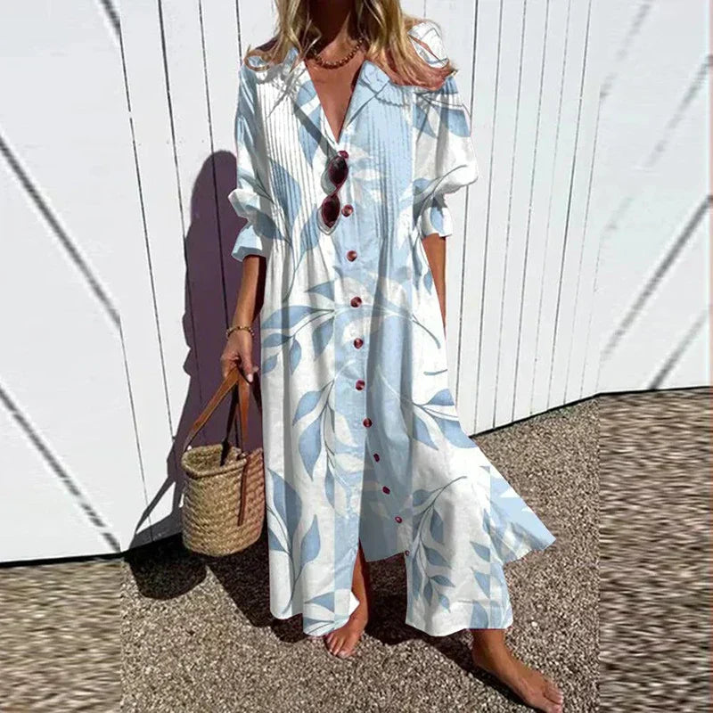 Damen - Boho Maxikleid - V-Ausschnitt - Stilvoll & Fließend - Ideal für Sommer-Events