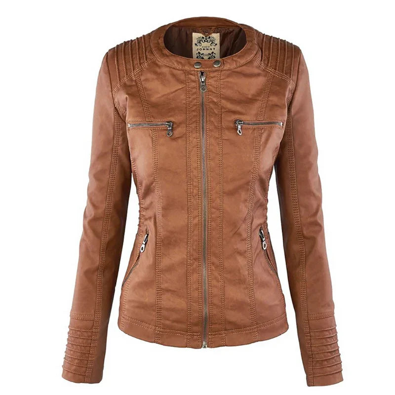 Damen - Jacke - Wasserdichtes Kunstleder - Lässige und Stilvolle Oberbekleidung für Jede Gelegenheit