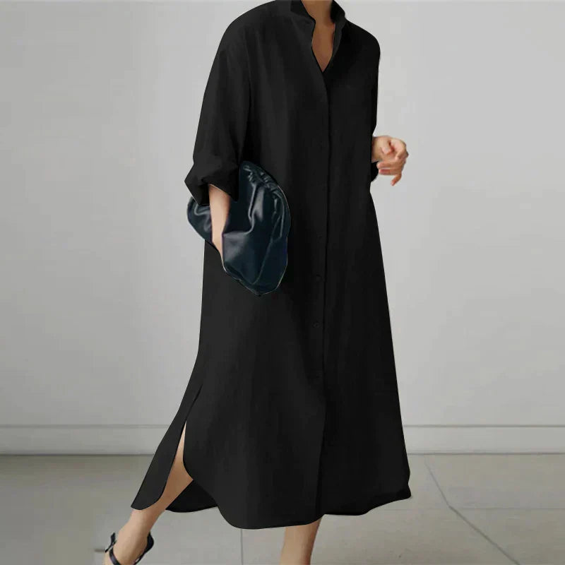 Damen - Hemdkleid - Knopfleiste und Schlitz - Elegante Passform für jeden Anlass