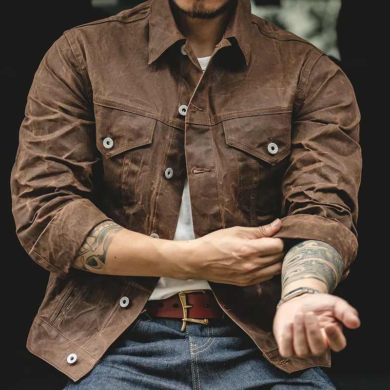 Herren - Kurz gefütterte Cruiser Jacke - Zinnstoff - Stylische & strapazierfähige Freizeitjacke