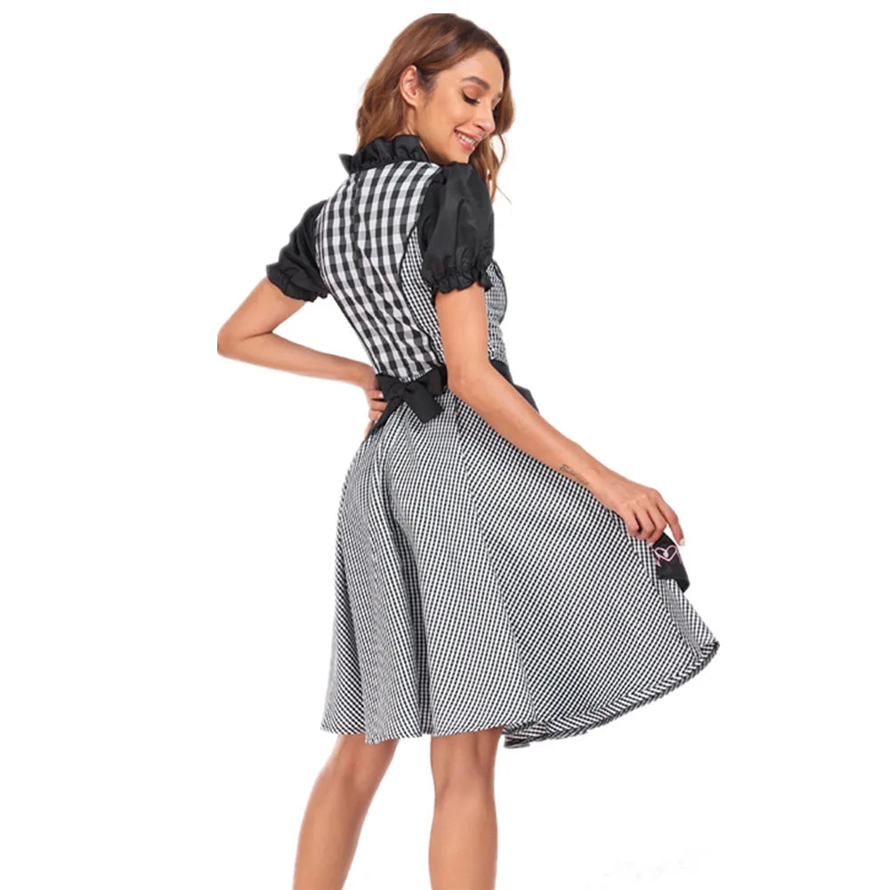 Damen Traditionell Schwarz Oktoberfest Dirndl Kleid