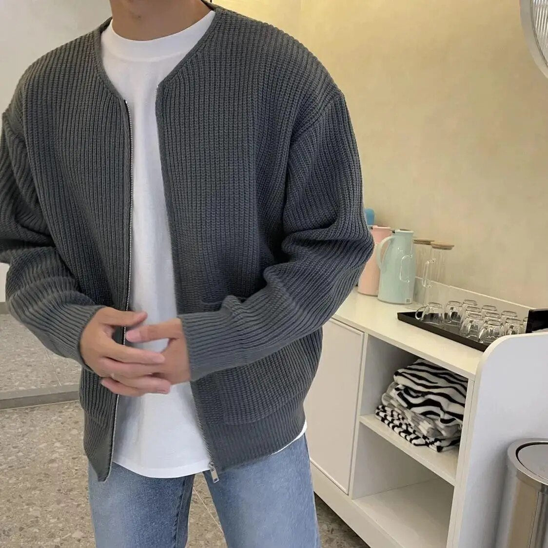 Herren - Strickjacke mit Reißverschluss - Kuscheliger Strickstil - Ideale Übergangsjacke für jeden Anlass