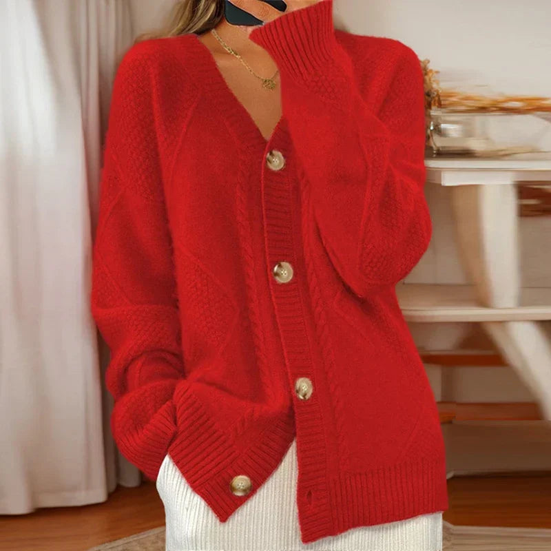 Damen - Luxe Strickjacke - Weiches, kuscheliges Material - Ideal für Lagenlook & Komfort