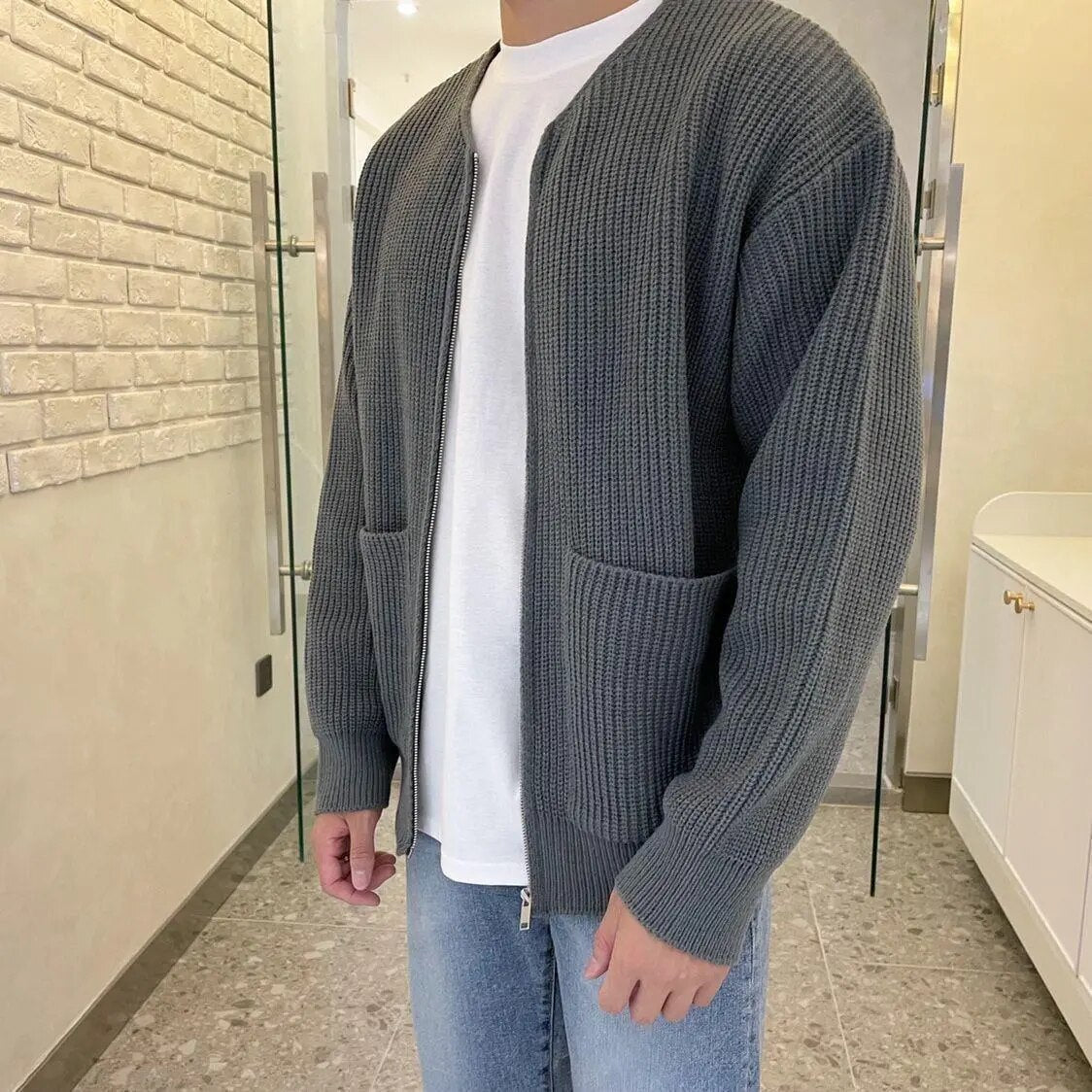 Herren - Strickjacke mit Reißverschluss - Kuscheliger Strickstil - Ideale Übergangsjacke für jeden Anlass