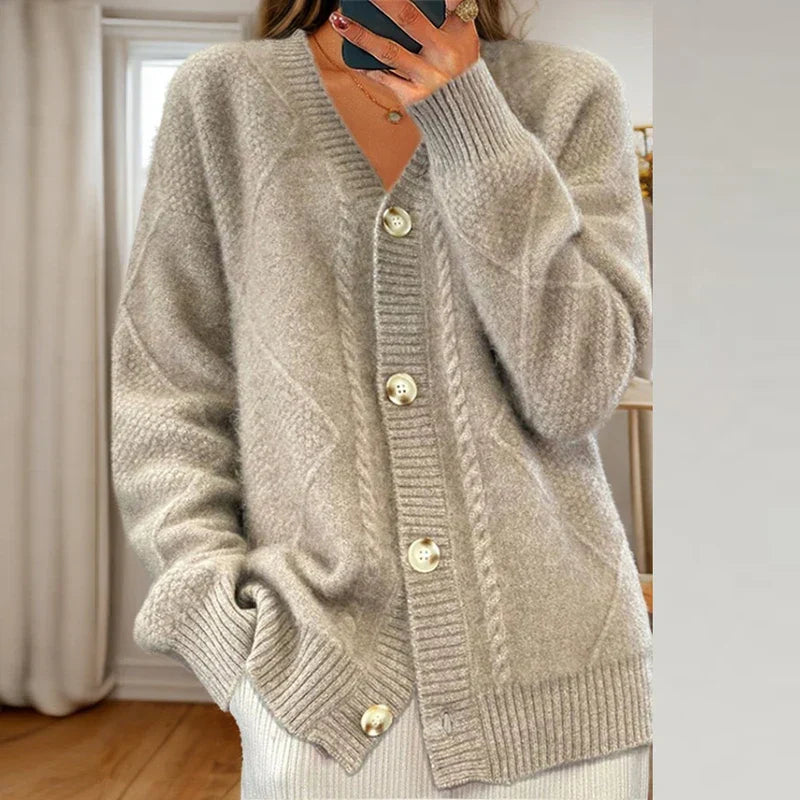 Damen - Luxe Strickjacke - Weiches, kuscheliges Material - Ideal für Lagenlook & Komfort