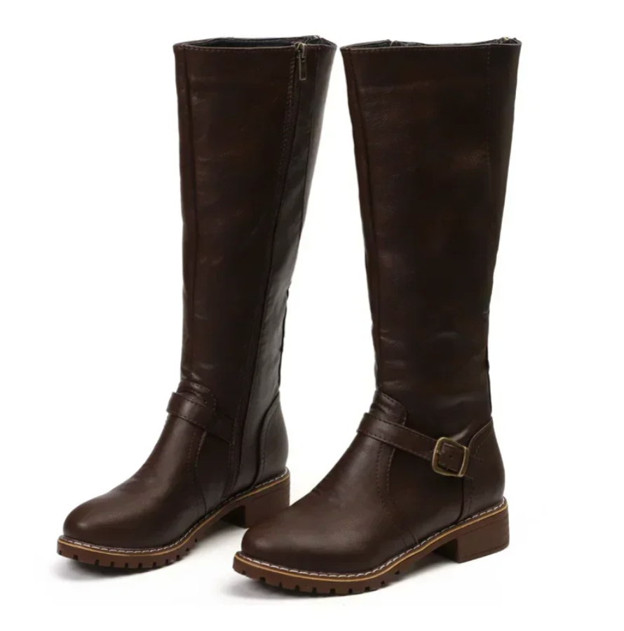 Damen - Trendige kniehohe Stiefel - Kunstleder  - Modische Schuhe für jeden Anlass