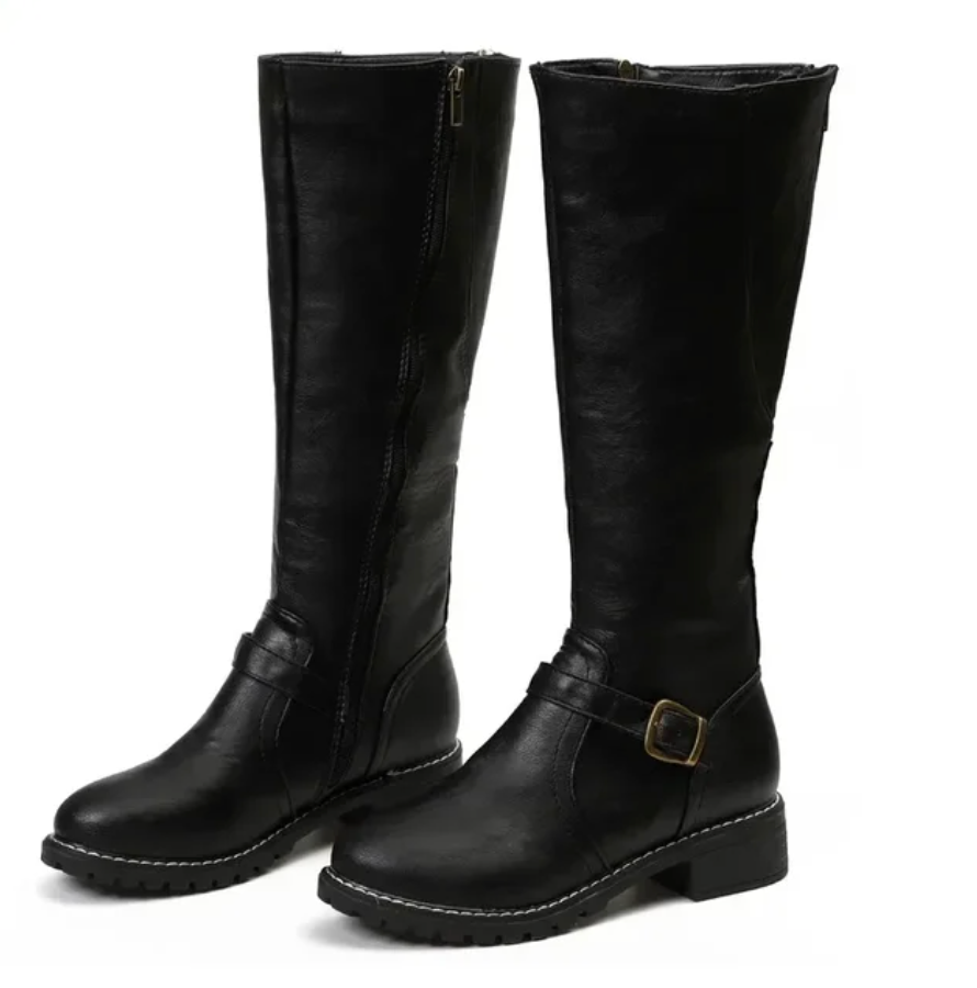 Damen - Trendige kniehohe Stiefel - Kunstleder  - Modische Schuhe für jeden Anlass