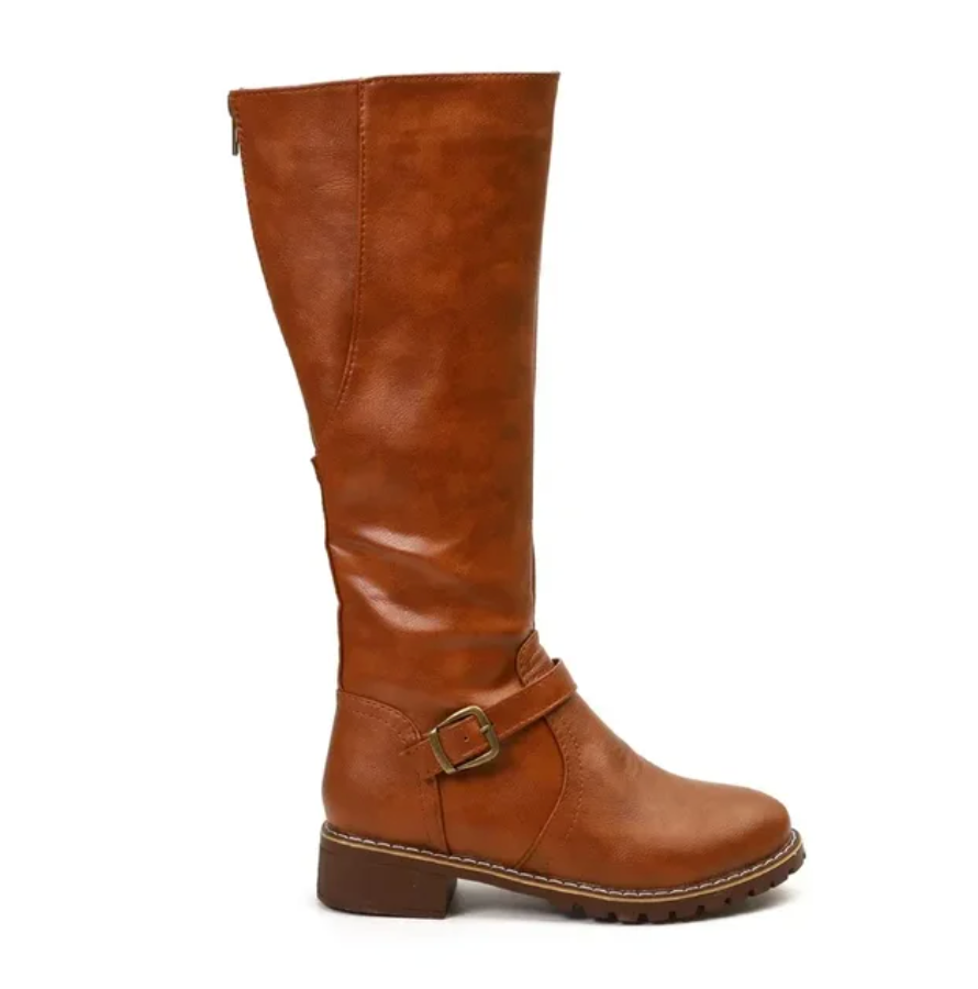 Damen - Trendige kniehohe Stiefel - Kunstleder  - Modische Schuhe für jeden Anlass
