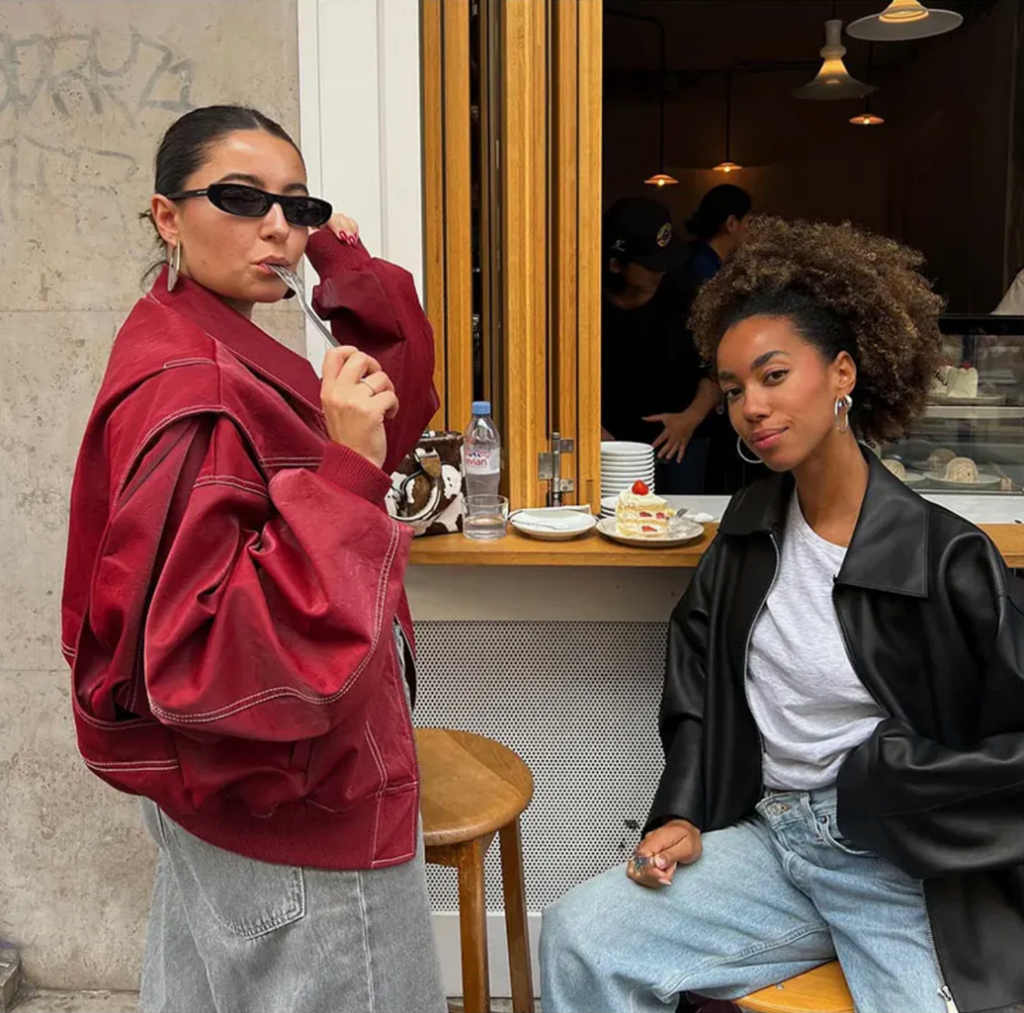 Evelynn | Übergroße lederbomberjacke