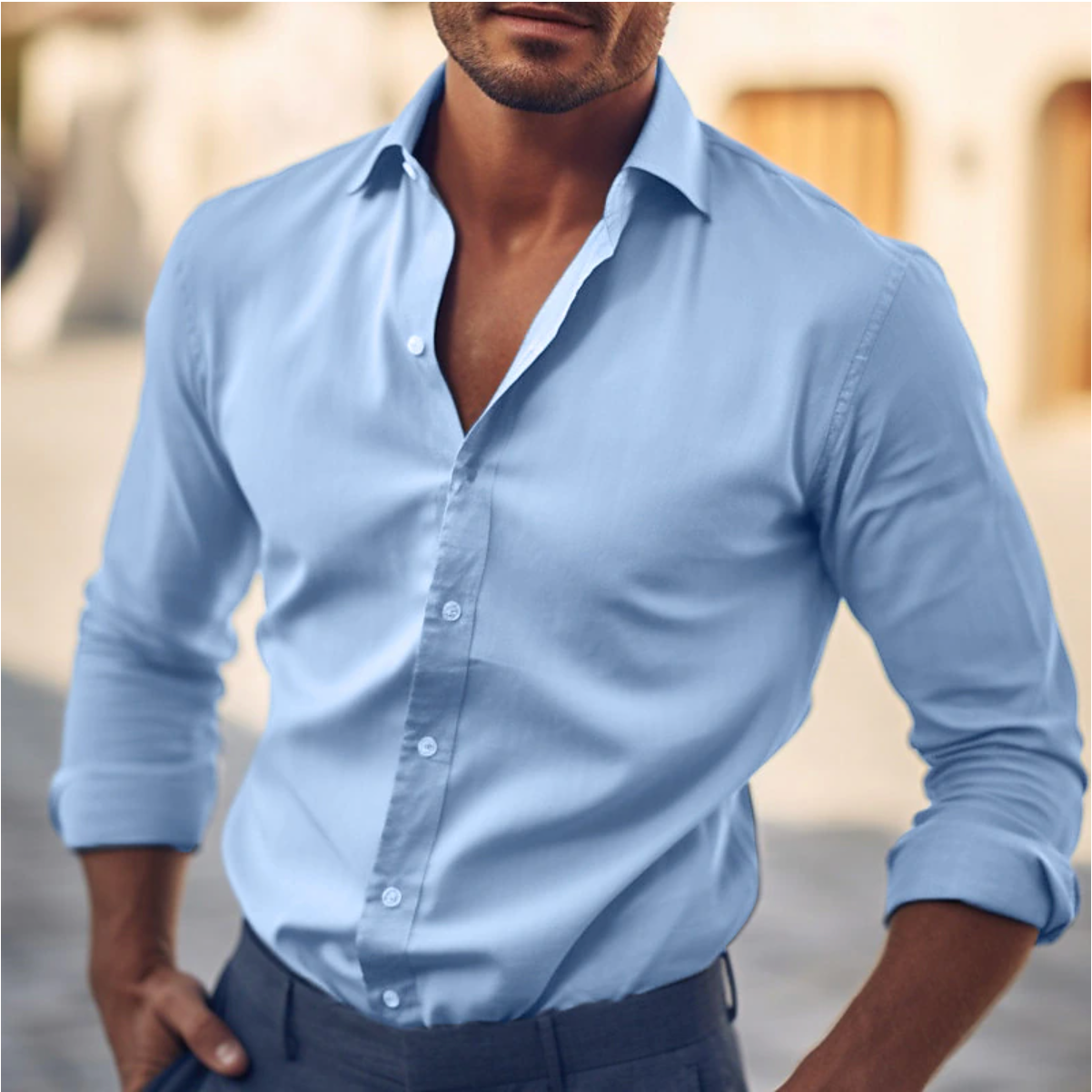 Herren - Langärmeliges Hemd - Hochwertigem Material - Stilvolles Design - Lässige Mode für jeden Anlass
