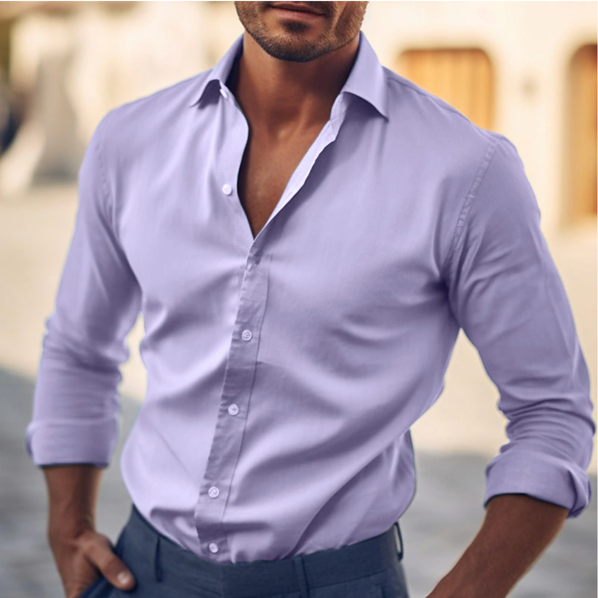 Herren - Langärmeliges Hemd - Hochwertigem Material - Stilvolles Design - Lässige Mode für jeden Anlass