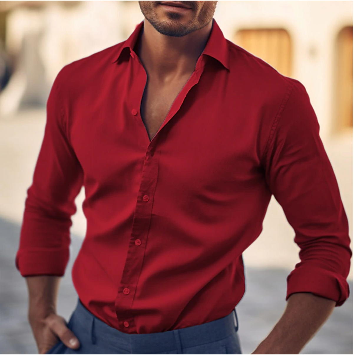 Herren - Langärmeliges Hemd - Hochwertigem Material - Stilvolles Design - Lässige Mode für jeden Anlass