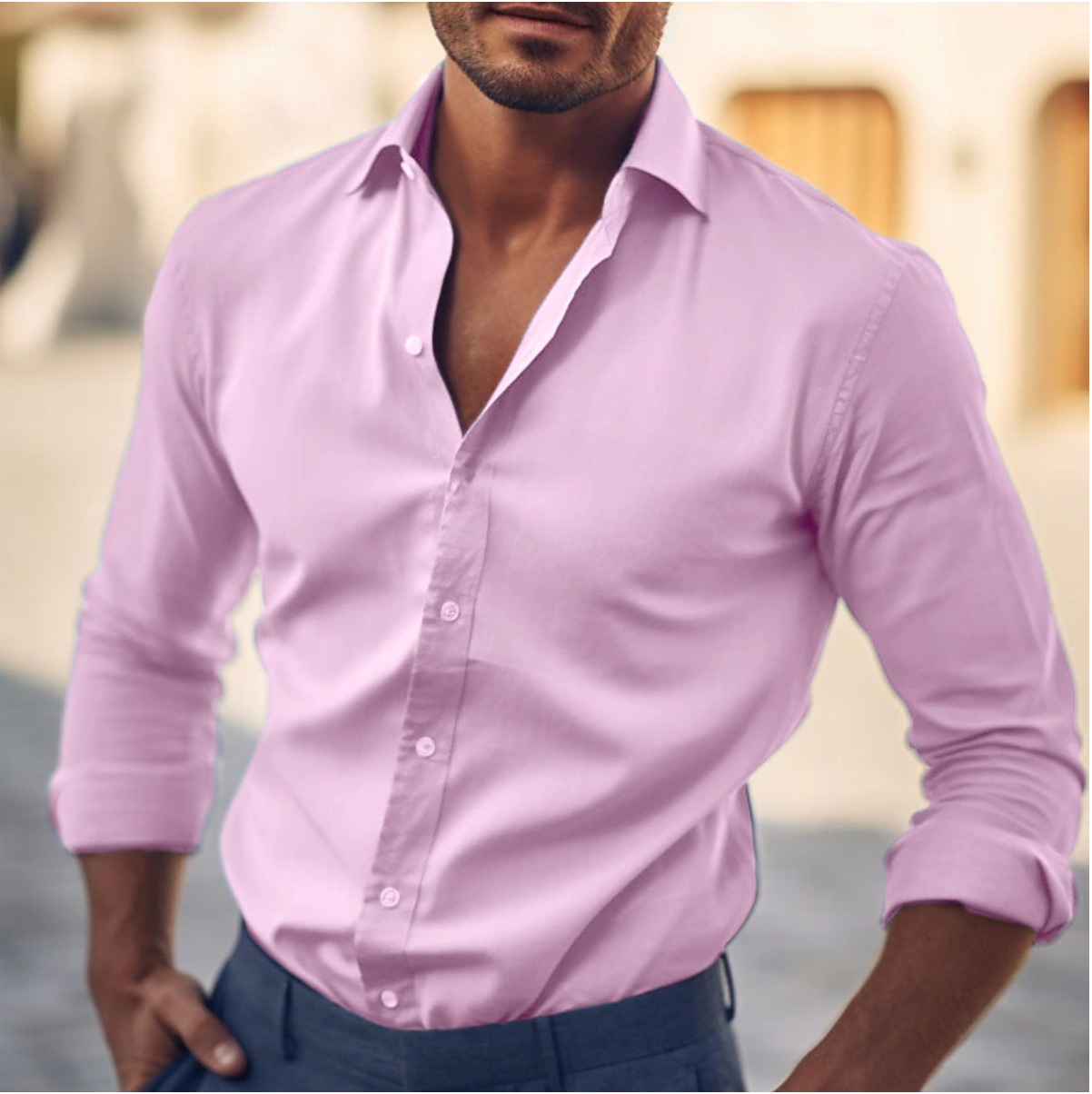 Herren - Langärmeliges Hemd - Hochwertigem Material - Stilvolles Design - Lässige Mode für jeden Anlass
