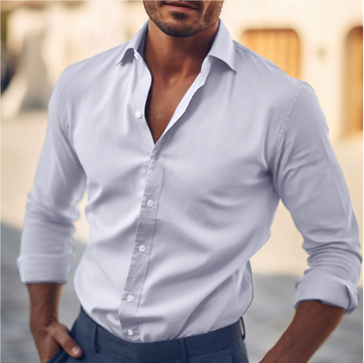 Herren - Langärmeliges Hemd - Hochwertigem Material - Stilvolles Design - Lässige Mode für jeden Anlass