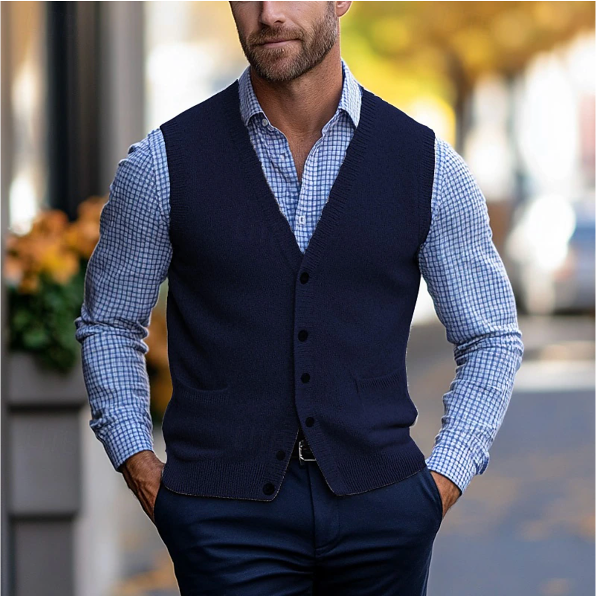 Herren - Stylische ärmellose Strickjacke - Weicher Strickstoff - Vielseitig für jeden Anlass